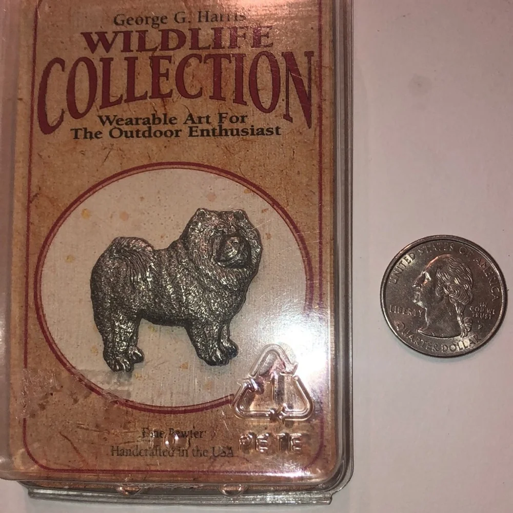 Wildlife Collection Chow Dog Vintage Pewter Brooch Pin